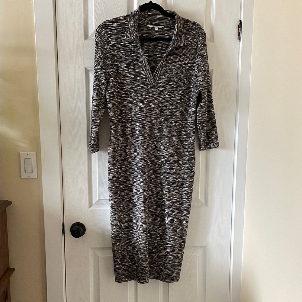 Reitmans brown white tan long jersey dress XL
